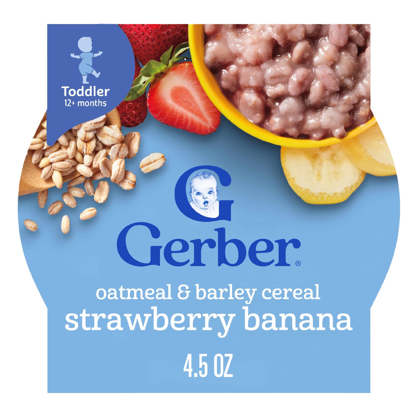 Gerber Toddler Food, Oatmeal And Barley Strawberry Banana Cereal, Iron Helps Support Brain Development, Toddler Oatmeal
