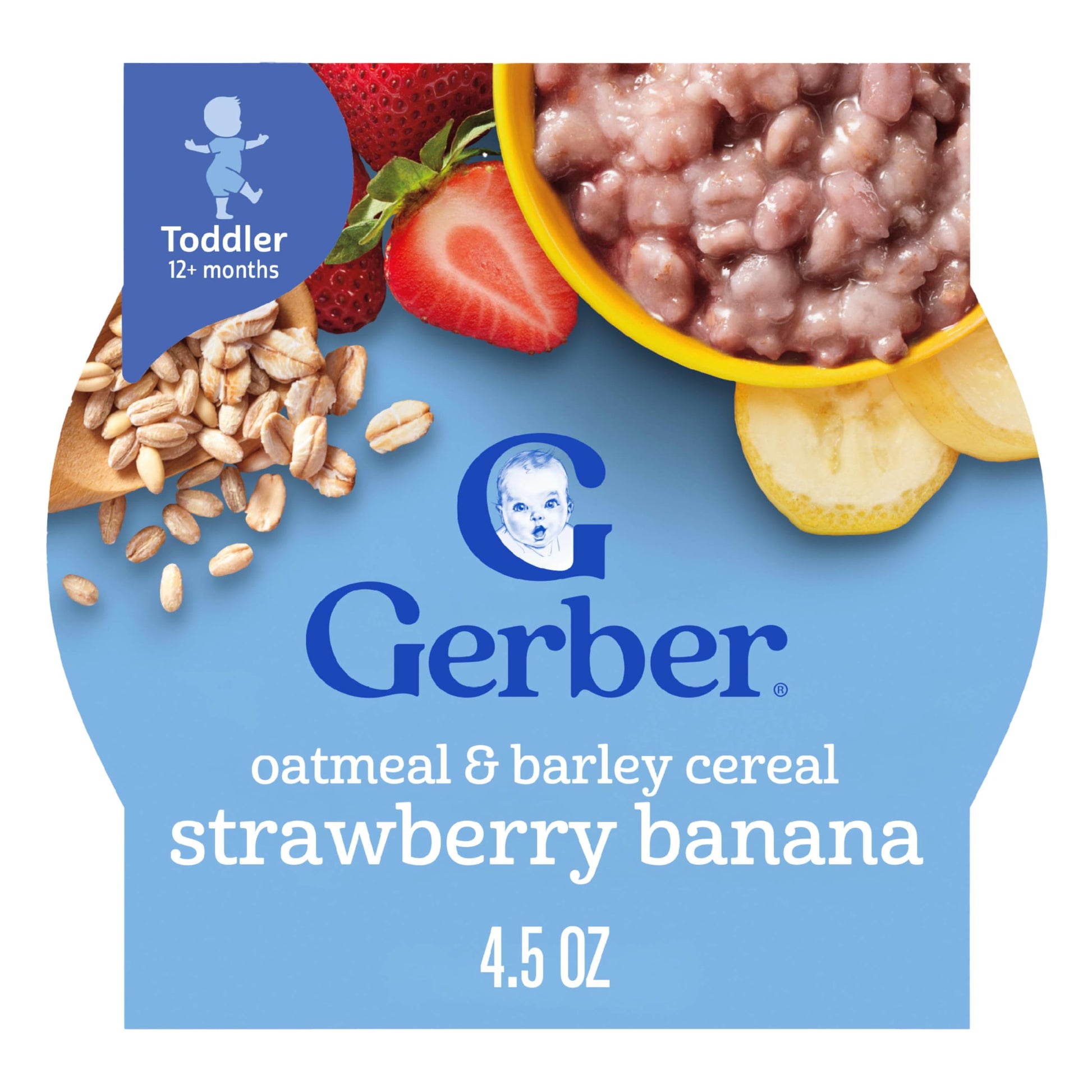 Gerber Toddler Food, Oatmeal And Barley Strawberry Banana Cereal, Iron Helps Support Brain Development, Toddler Oatmeal