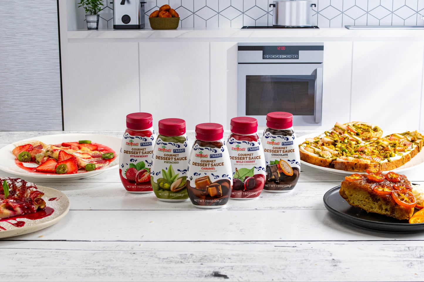 Fabbri Gourmet Dessert Sauces, Variety Pack Of Strawberry, Wild Cherry, Pistachio, Chocolate, And Caramel Flavors, Flavoring Sau