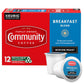 Community Coffee Breakfast Blend Coffee Pods, Medium Roast, Compatible with Keurig 2.0, 12 Count (Pack of 1)