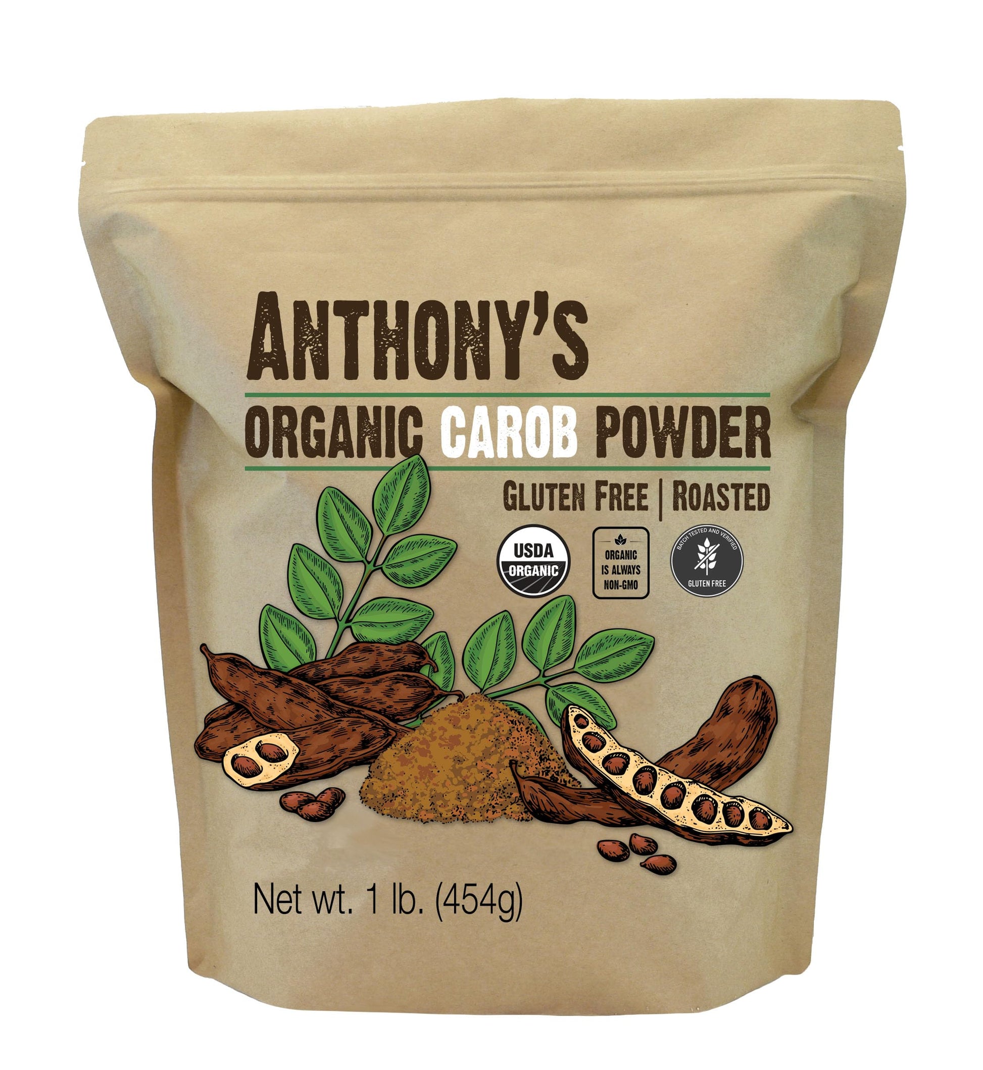 Anthonys Organic Carob Powder, Gluten Free, Non-GMO, Unsweetened, 1 lb