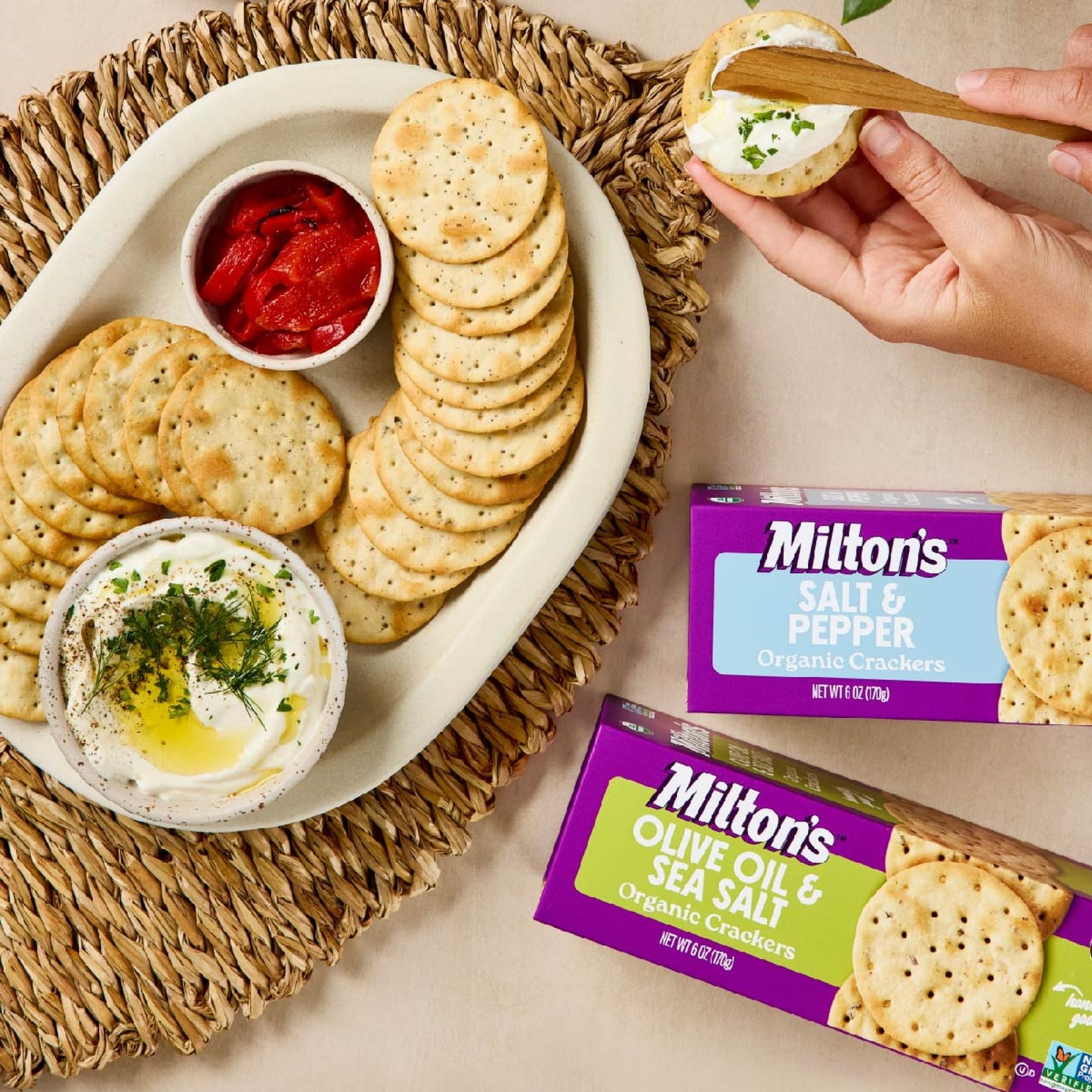 Miltons Organic  ers, Olive Oil & Sea Salt, Certified Organic, 6 Oz, Pack of 8, Natural