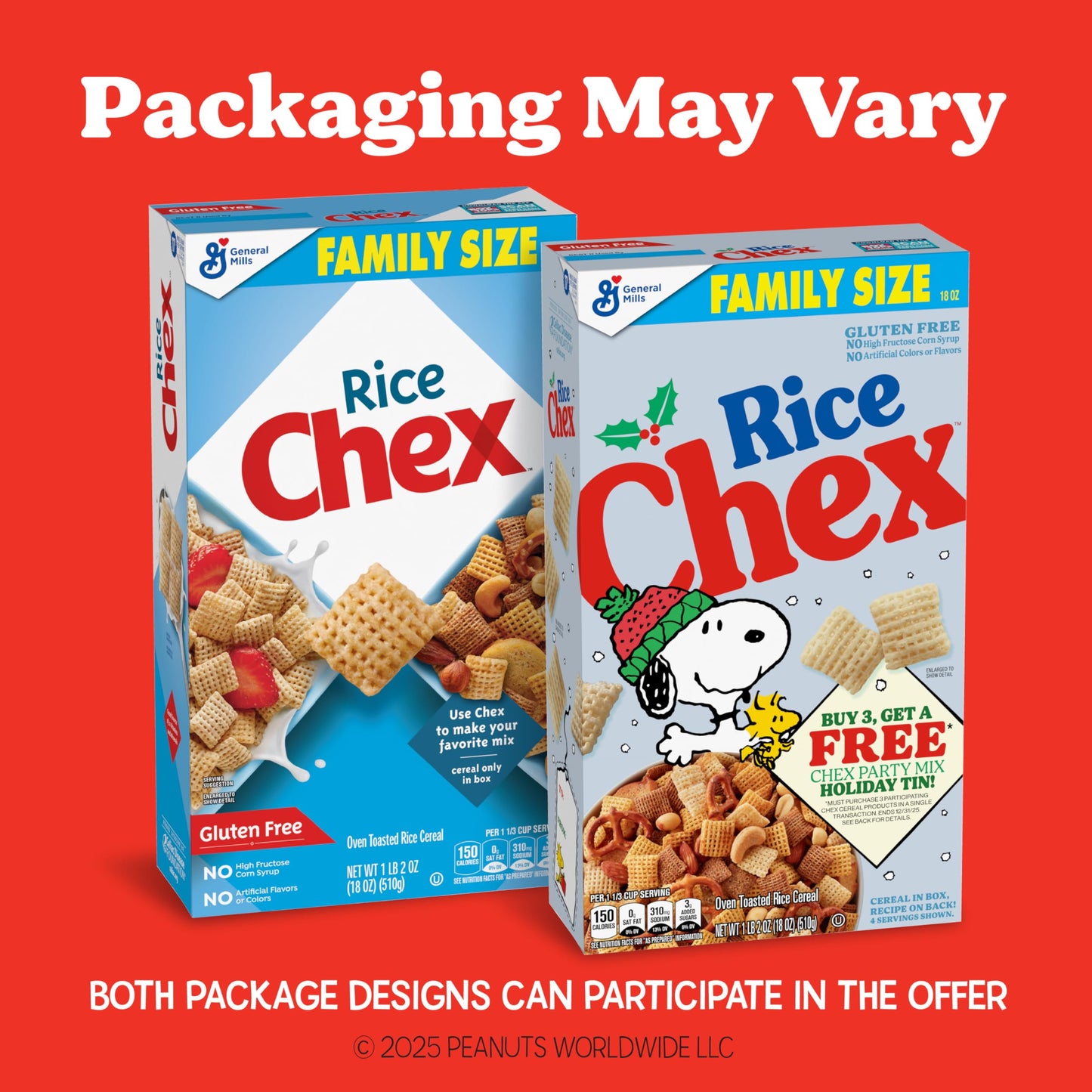 Rice Chex Gluten Free Breakfast Cereal, Homemade Chex Mix Ingredient, Family Size, 18 oz