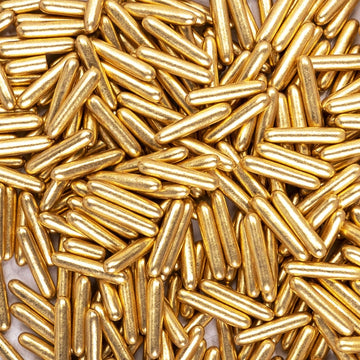 Dazzjoy Gold Rods Sprinkles, Edible Sugar Sprinkles, 120G/4.23Oz, Cupcake Toppers, Cake Decorations, Ice Cream, Wedding Party Va