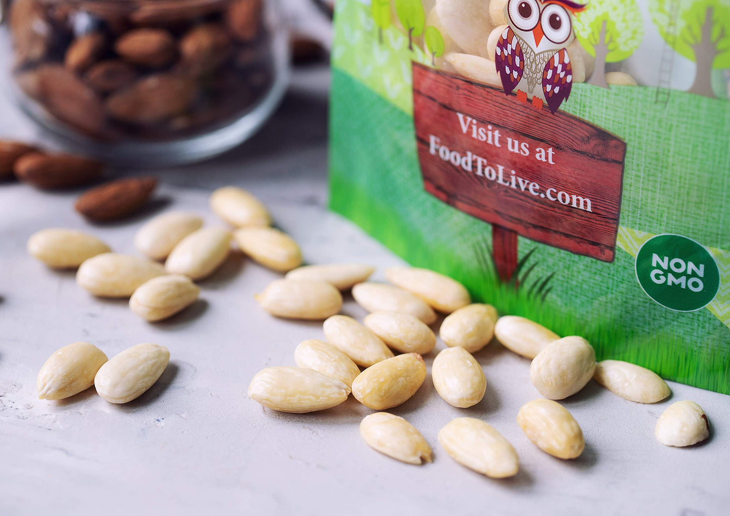 Food to Live Organic Blanched Whole Almonds, 12 Ounces - Non-GMO, Raw, Unpasteurized, Unsalted, Keto, Paleo, Kosher, Bulk, High