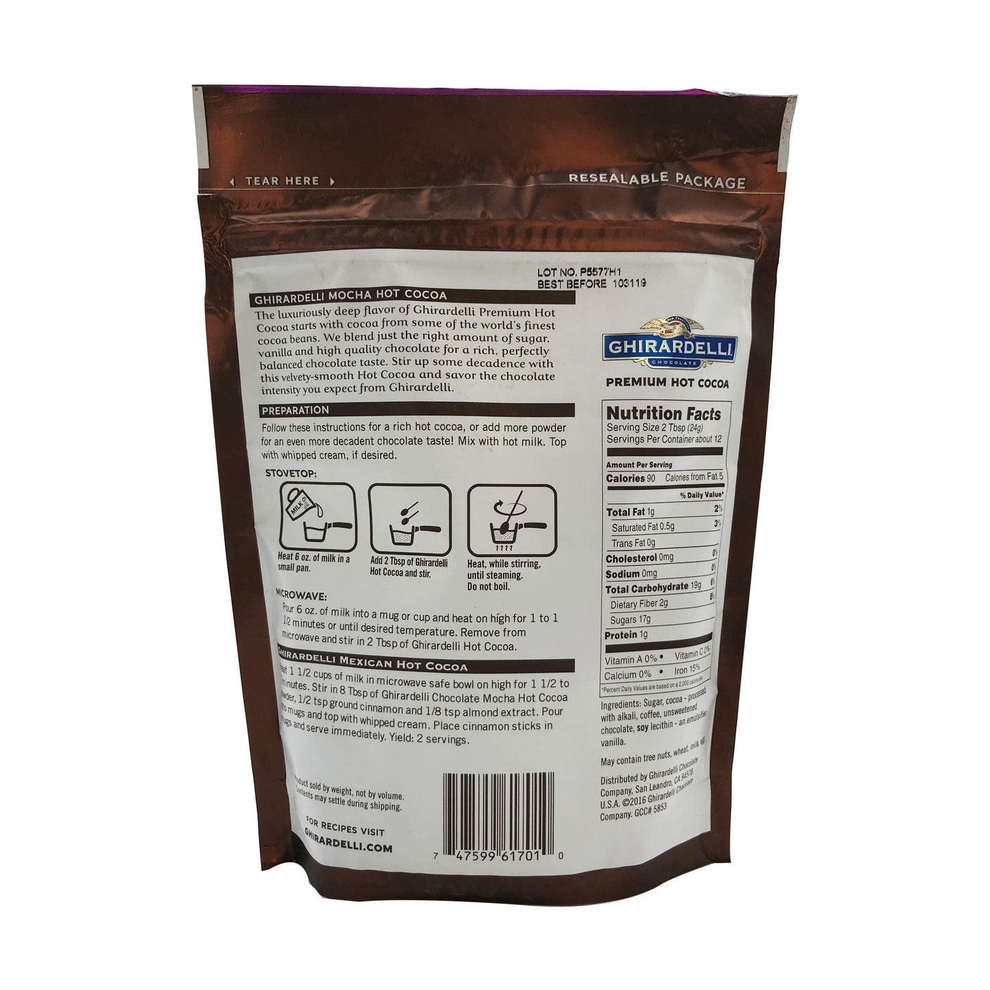 Ghirardelli Chocolate Company Hot Chocolate Mocha Pouch, 10.5 Ounce
