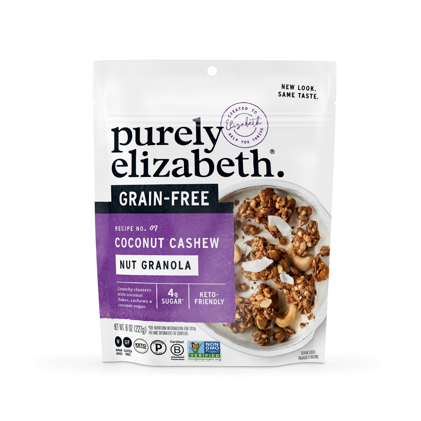 Purely Elizabeth, Coconut Cashew, Keto Granola, Grain-Free, Non-GMO, Paleo (8oz Bag)