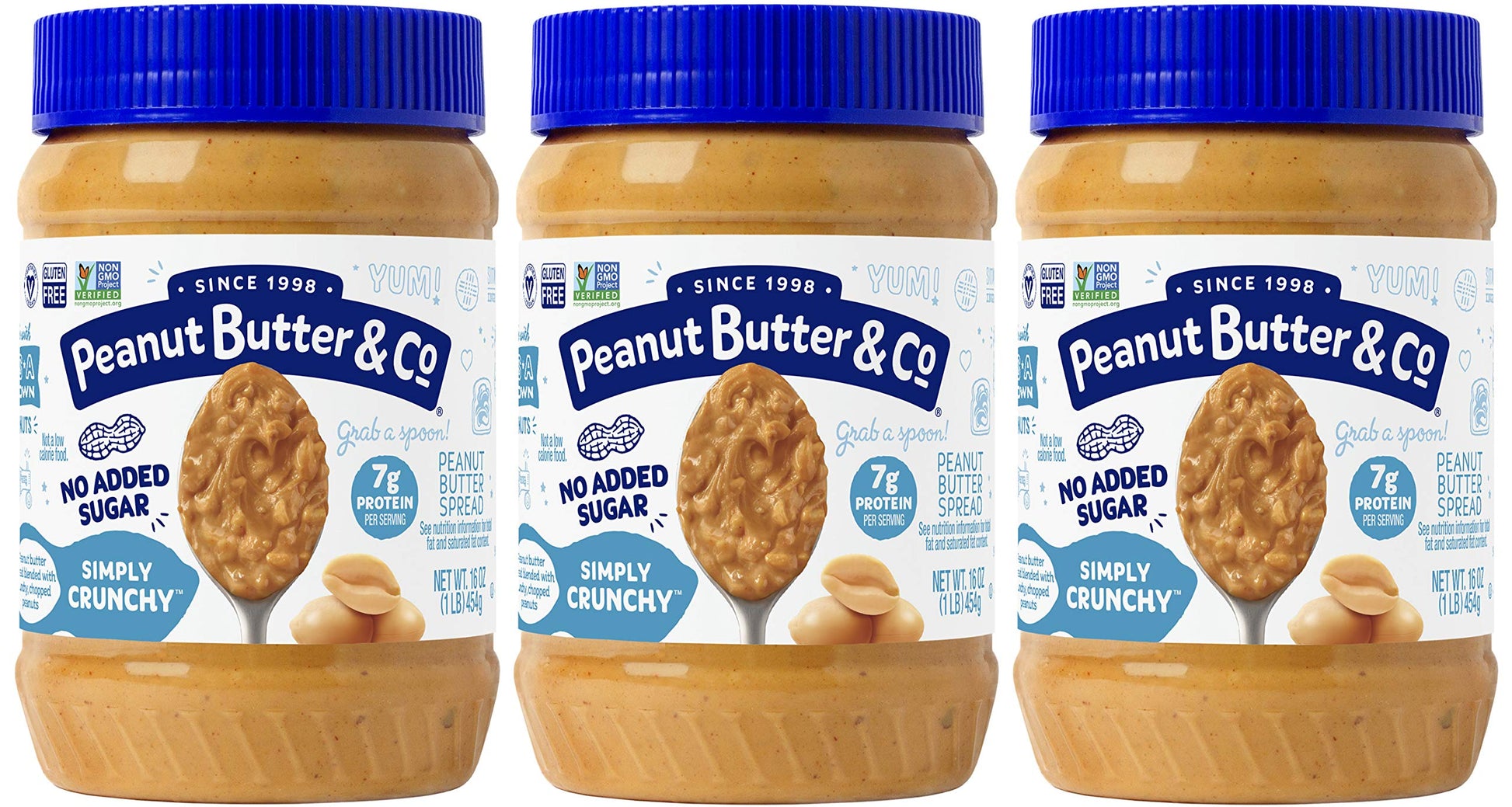 Peanut Butter & Co. Simply Crunchy Peanut Butter, Non-Gmo Project Verified, Gluten Free, Vegan, 48 Oz Value Pack,16 Oz (Pack of 