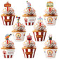 Hxezoc 48 Pack Circus Cupcake Toppers and Wrappers, Carnival Theme Birthday Party, Colored, 0.1 x 0.05 inches