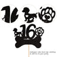 ZHUOWEISM 16th Birthday Cake Topper Black Glitter Dog Paw Design Paper Decoration for Kids Party Supplies