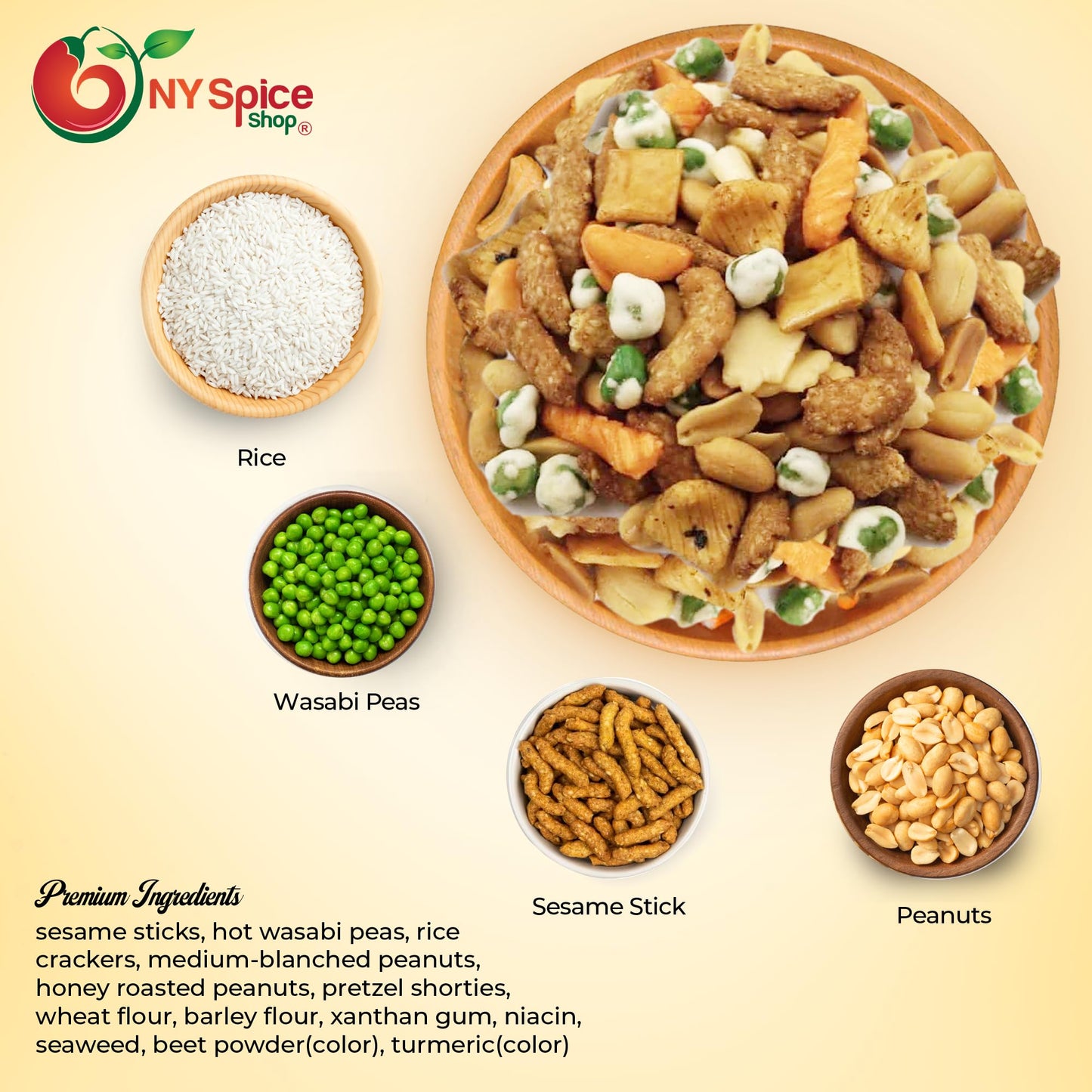 Ny Spice Shop Wasabi Explosions Crackers - 3 Pound Rice Snacks - Crunchy, Spicy, Natural & Mixed Rice Crackers
