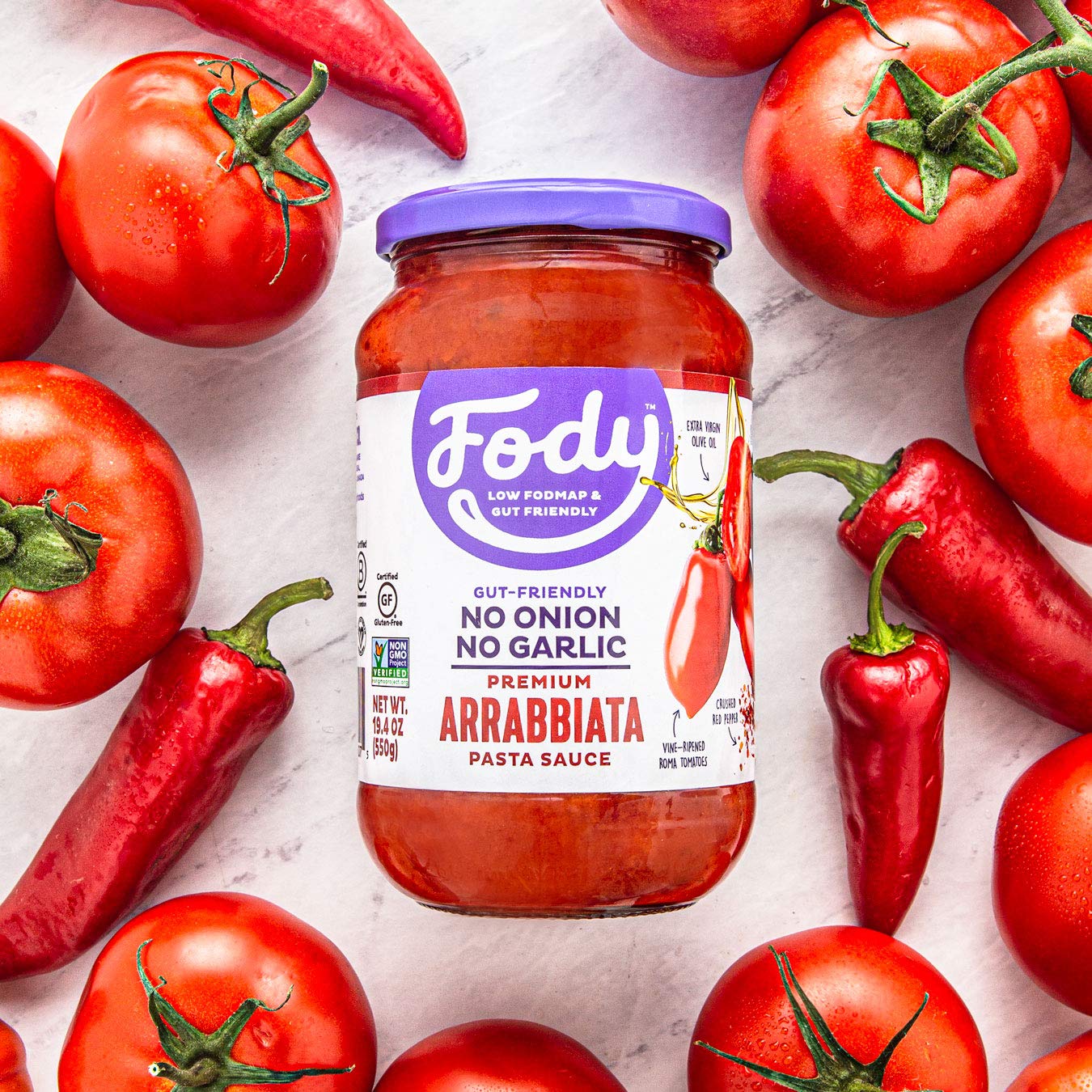 FODY - Low FODMAP Gluten Free Pasta Sauce Arrabbiata - 19.4 oz.