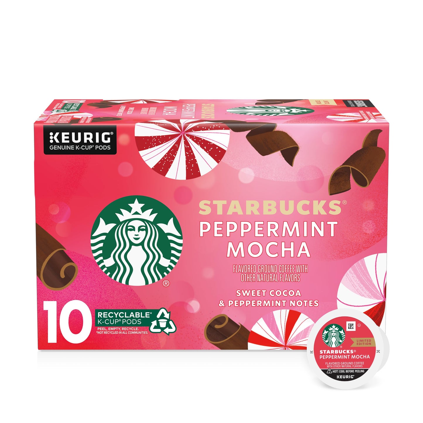 Starbucks K-Cup Coffee Pods, Peppermint Mocha, 10 Count, Limited Edition Holiday Coffee