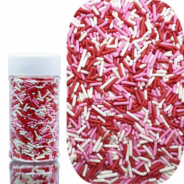 Se Si&Moos Red White And Pink Jimmies Sprinkles Valentines Sprinkles Edible Soft Jimmies Soft Sprinkles For Topping Ice Cream, C