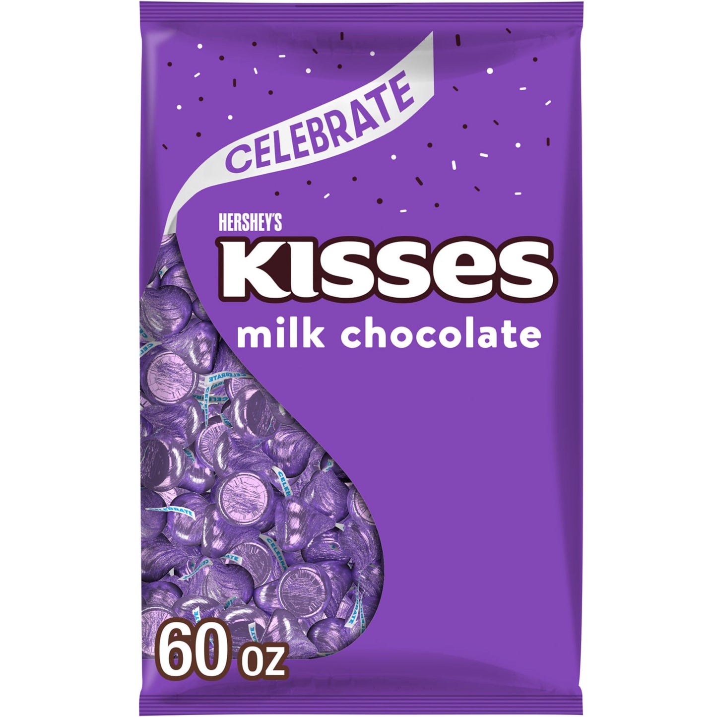 HERSHEYS KISSES Milk Chocolate Candy Bulk Bag, 60 oz, Pack of 1