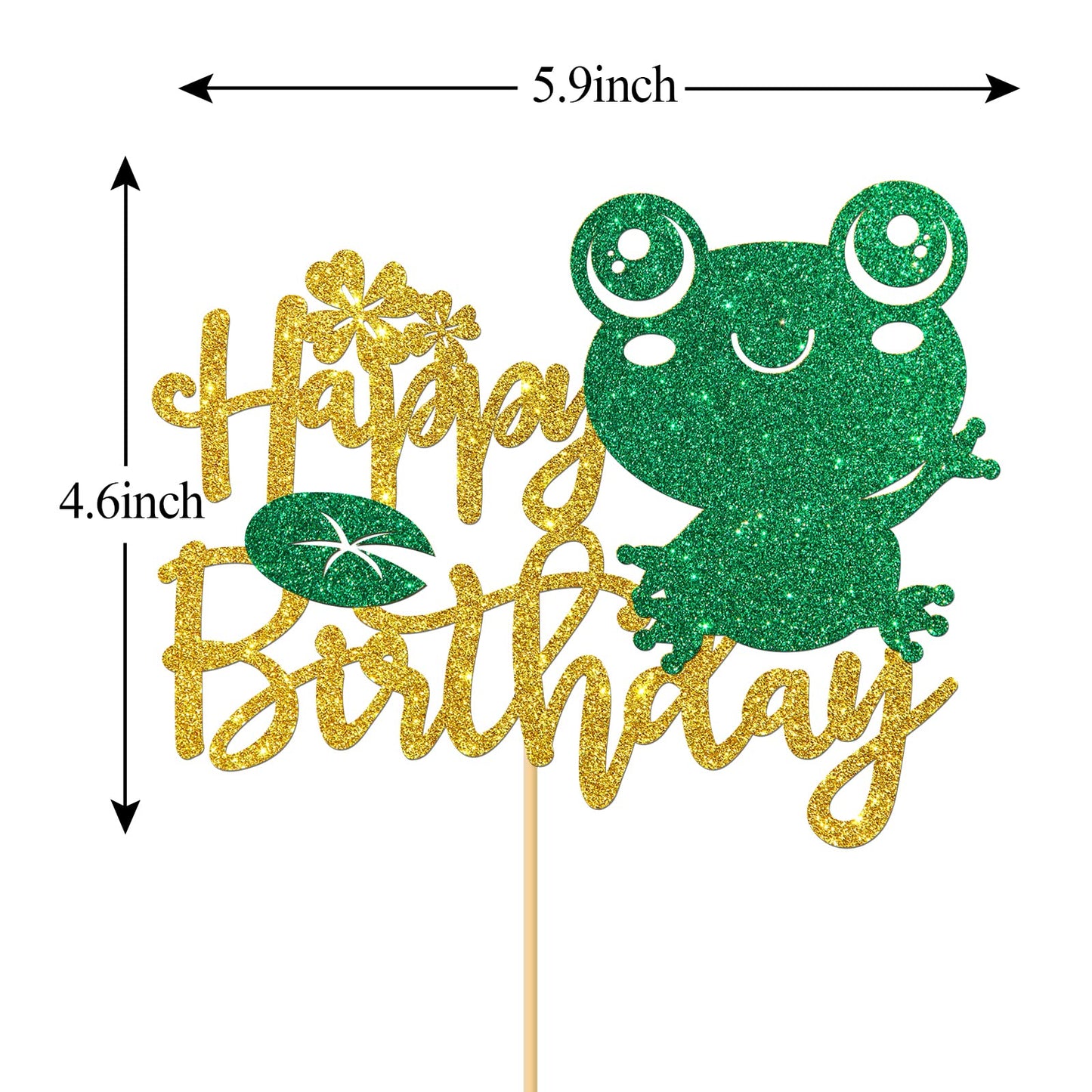 Monmon & Craft Frog Happy Birthday Cake Topper/Baby Shower/Boys Girls 1St Birthday/Rainforest Frog Birthday Party Decorations -