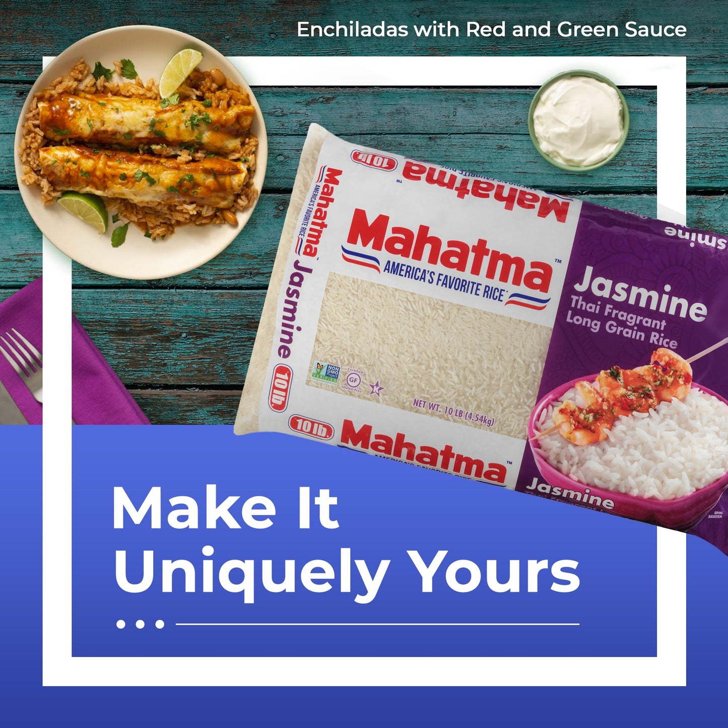 Mahatma Jasmine Rice, 10Lb Bag Of Rice, Thai, Indian, Or Cambodian Fragrant Flavored Rice, Stovetop Or Microwave Rice