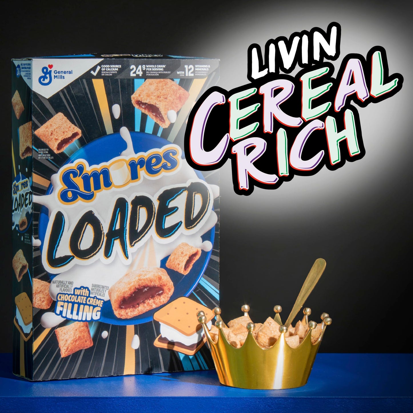 S'Mores Loaded Cereal, Crispy Cereal With Naturally And Artificially Flavored Chocolate Creme Filling, Made With Whole Grain, Fa