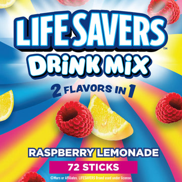 Lifesavers Singles to Go Powdered Drink Mix, Raspberry Lemonade, 6 Stick Per Box, 12 Boxes Included for Total of 72 Sticks