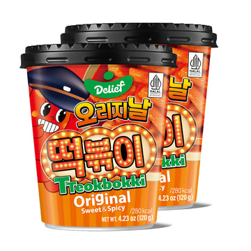 DELIEF Tteokbokki Cup Original Flavor (Sweet and Spicy) 4.23oz(120g) Korean Street Food Korea Instant Rice Cake Snack, 2 Packs