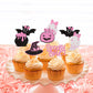 Ercadio 36 Pack Spooky One Cupcake Toppers Glitter Pink Halloween Cupcake Toppers Ghost Pumpkin Witch Hat Cupcake Picks For Hall