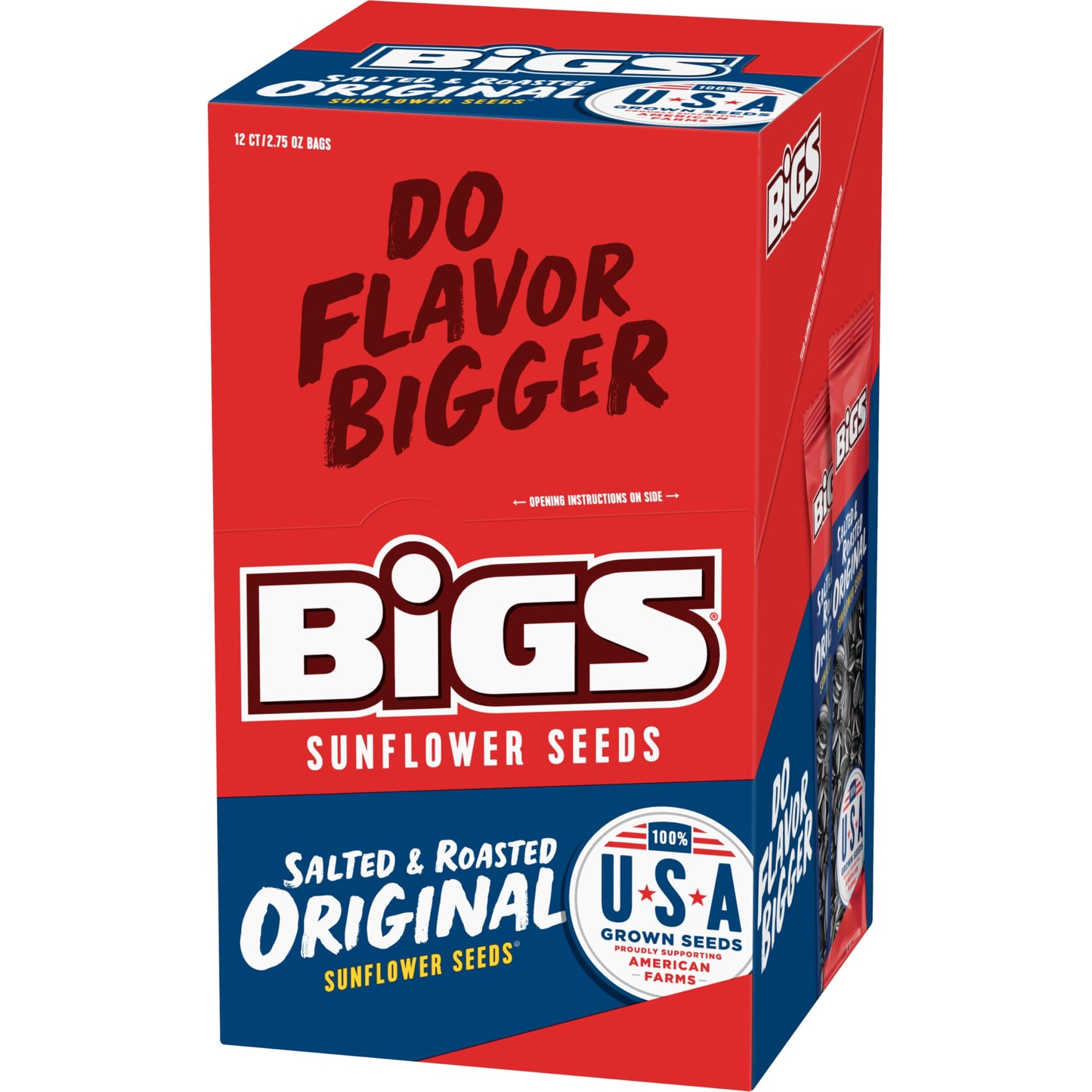 BIGS Sunflower Seeds, Salted & Roasted, 12 Count, 2.75 oz. Pack of 12, Original Flavor