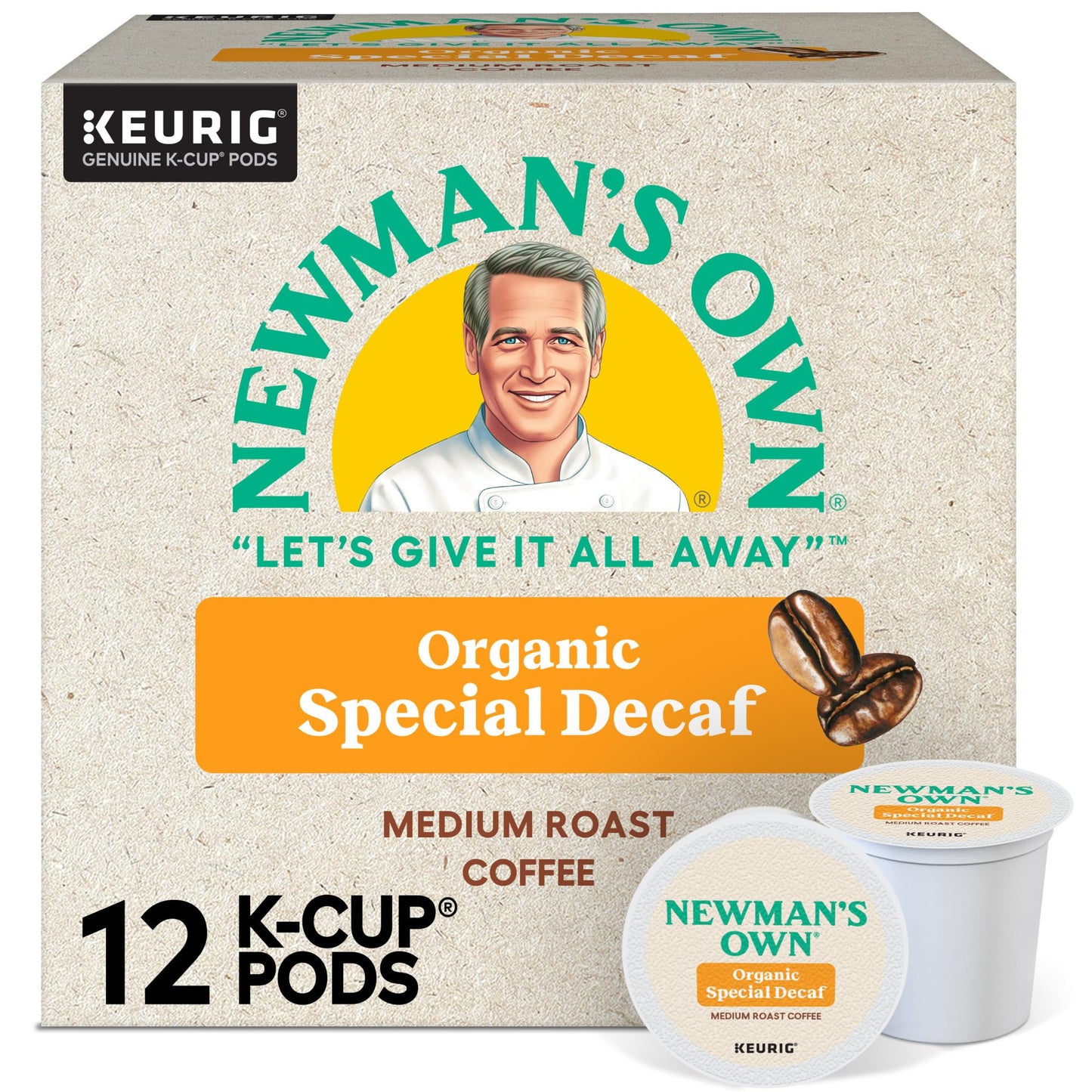 Newmans Own Organics Special Blend Decaf Coffee K-Cup Pods, Medium Roast, 72 Count, 12 Count (Pack of 6)