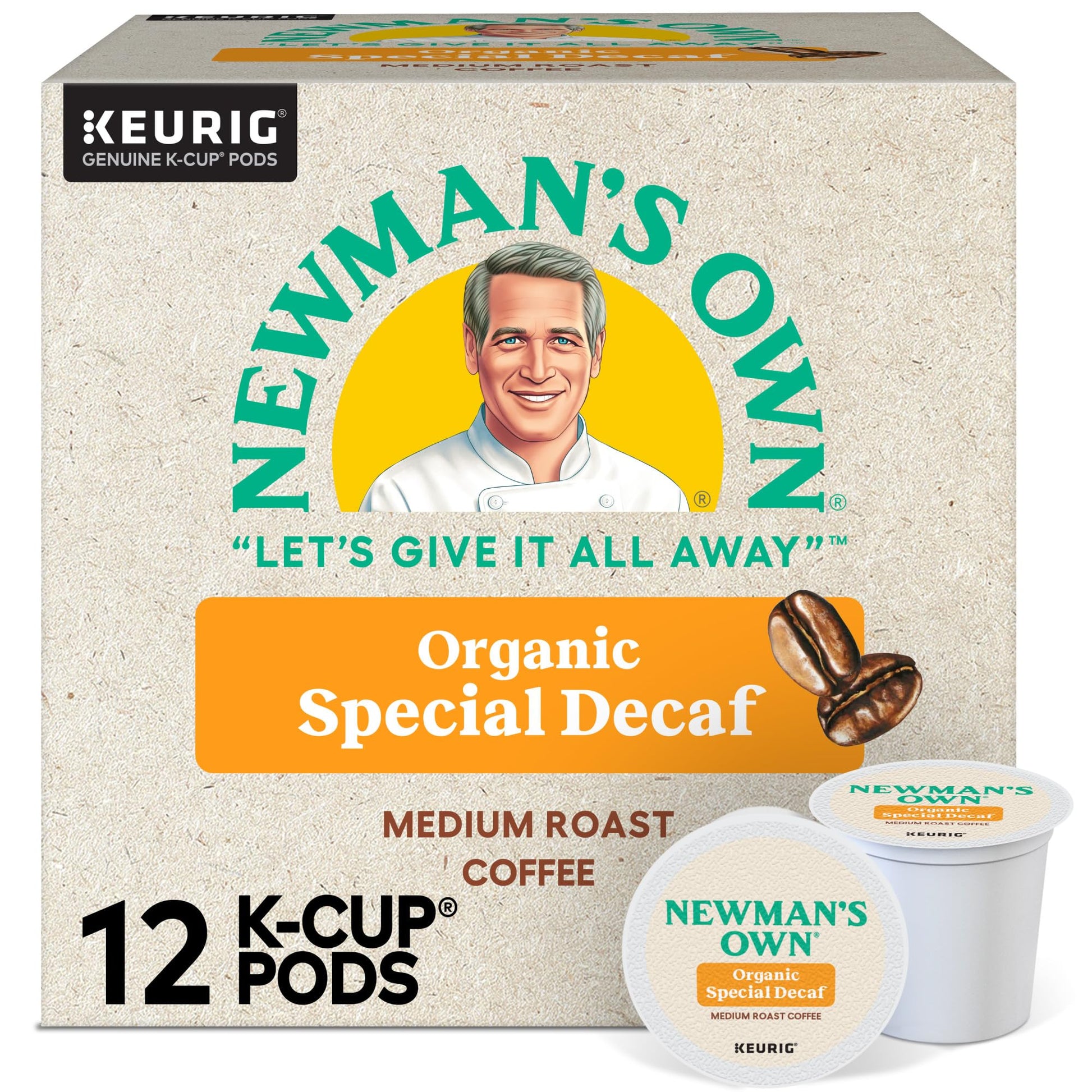 Newmans Own Organics Special Blend Decaf Coffee K-Cup Pods, Medium Roast, 72 Count, 12 Count (Pack of 6)
