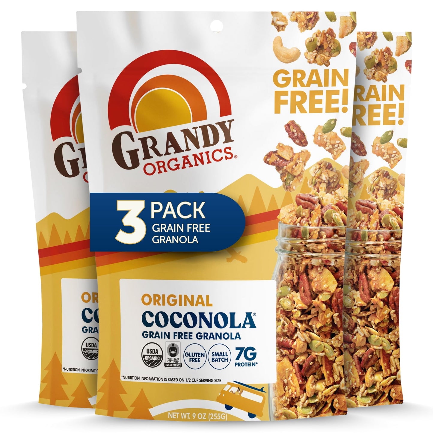 Grandy Organics Original Coconola Granola, Certified Organic Gluten Free Granola, Grain Free, Vegan and Paleo, Original Flavor C