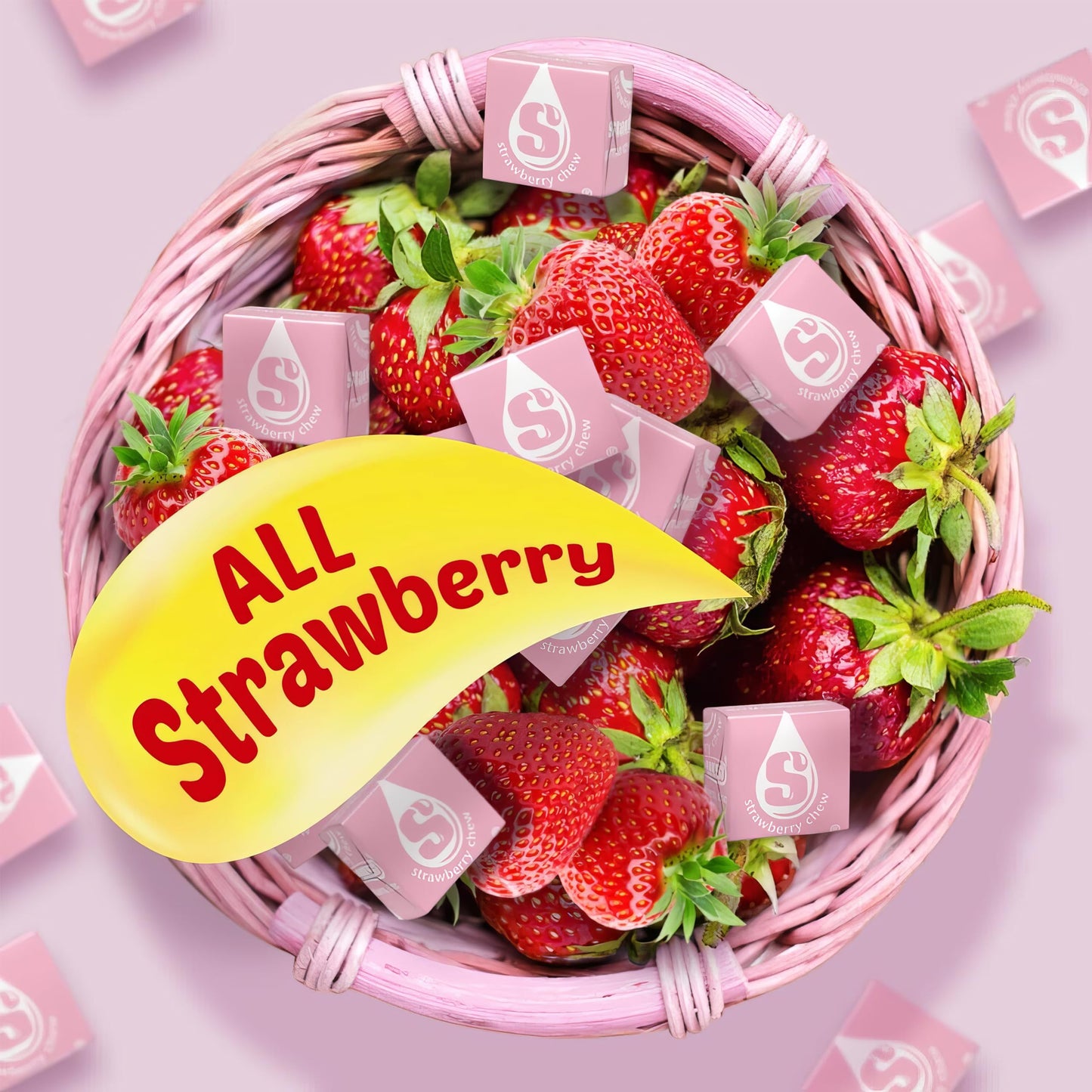 Strburst All Pink Chewy Candy - 2 Pounds Approx 180 Strawberry Candies - Bulk Candy Individually Wrapped Christmas Candy - Snack