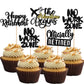 Rsstarxi Cupcake Toppers, Happy Retirement, Glitter, Paper, 2.4-4.5 inches, Design 3 Black, Party Decorations, 24 Pack