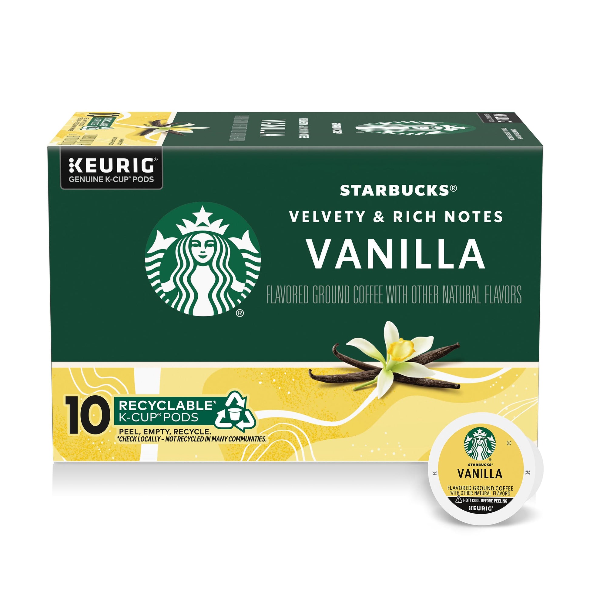 Starbucks K-Cup Coffee Pods  Flavored Hot Or Iced Coffee  Vanilla  10 Keurig Pods