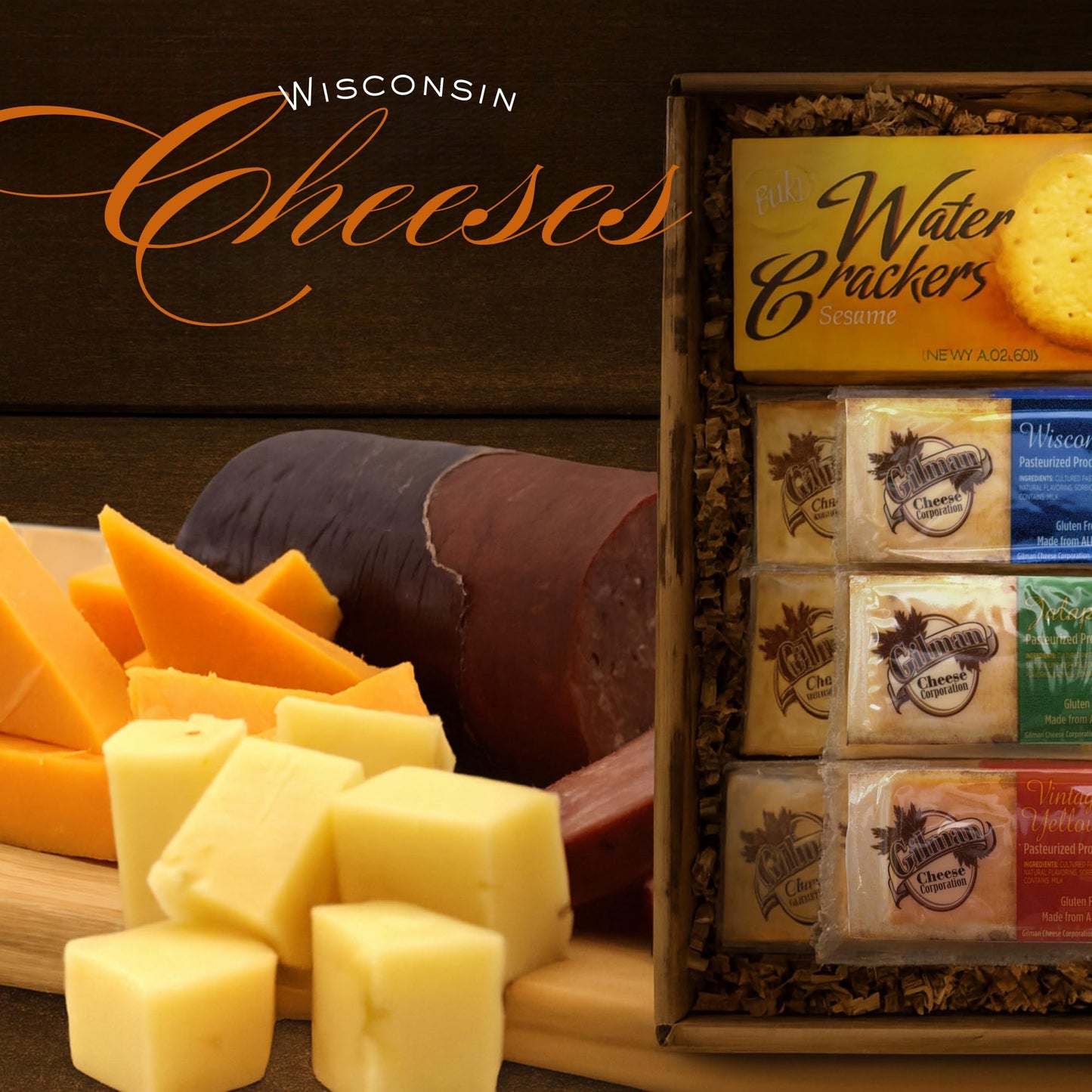 Gift Basket Village Gourmet Meat and Cheese Gift Set - 6-Piece Charcuterie with Mustard - Perfect for Holidays & Special Occasions