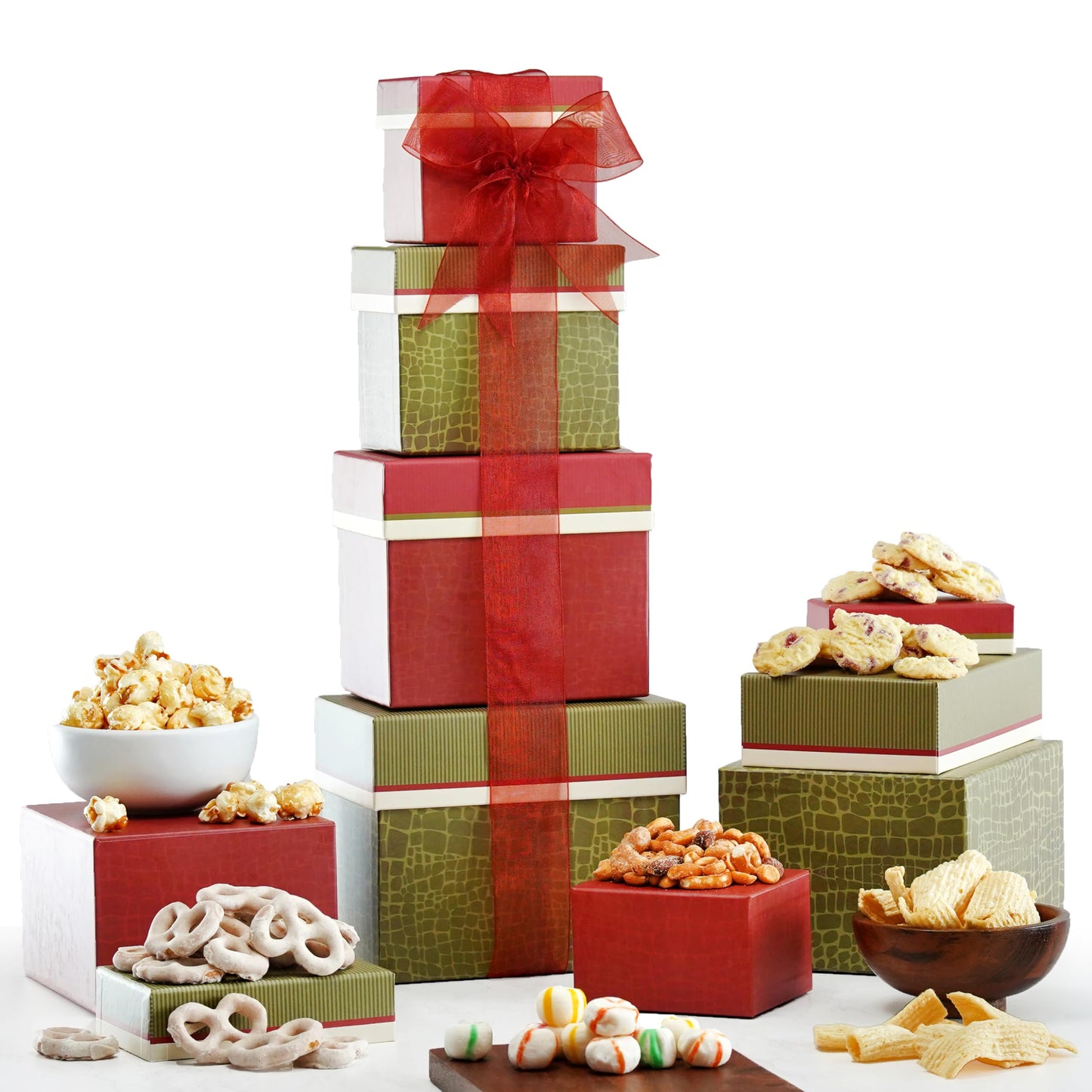 Broadway Basketeers Gourmet Food Gift Basket Tower Snack Gifts for Women, Men, Families, College - Birthday, Appreciation, Thank