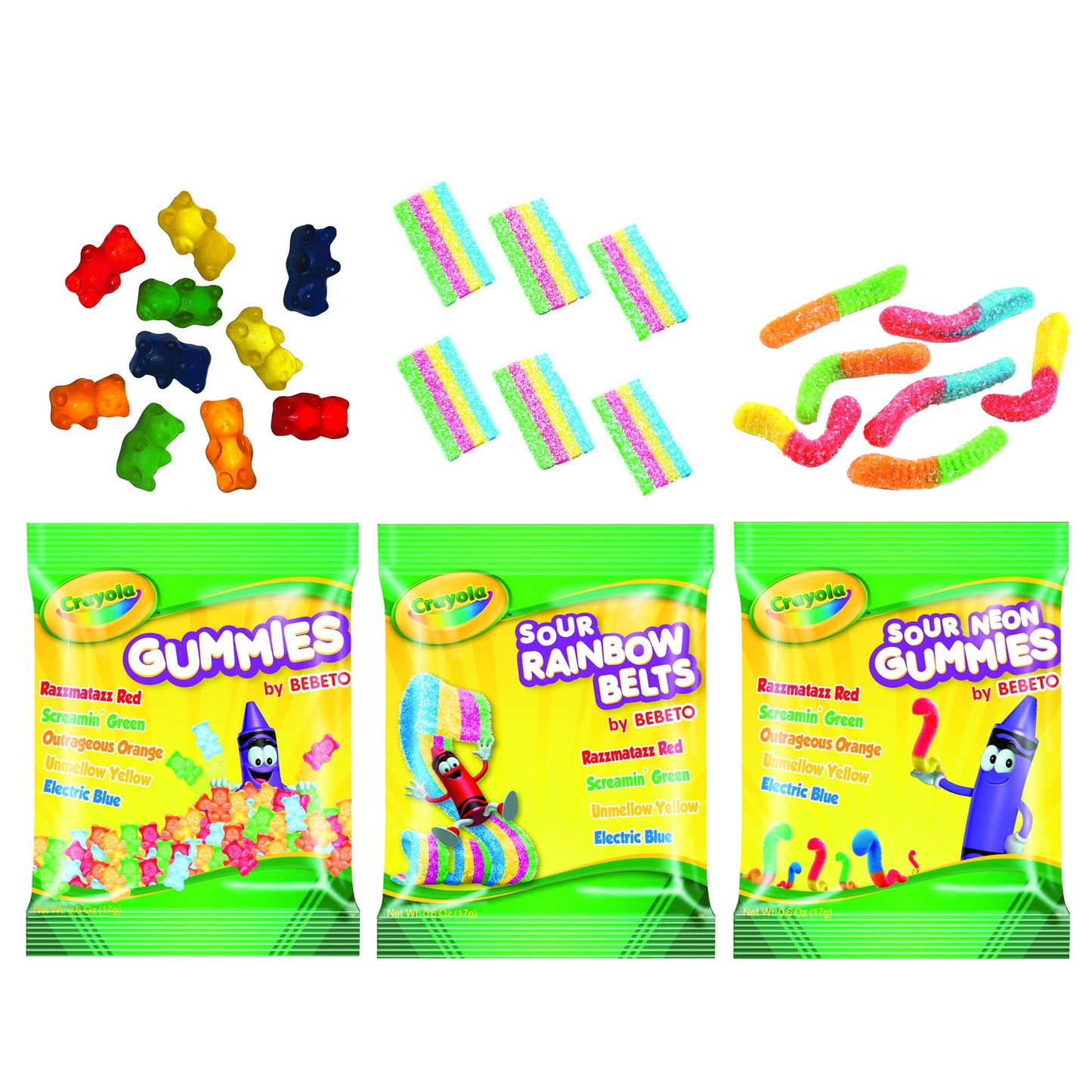 Crayola Assorted Gummy Variety Pack, Back to School & Halloween Treat - Candies with Real Fruit Juice - Sweet & Sour Candy Mix -