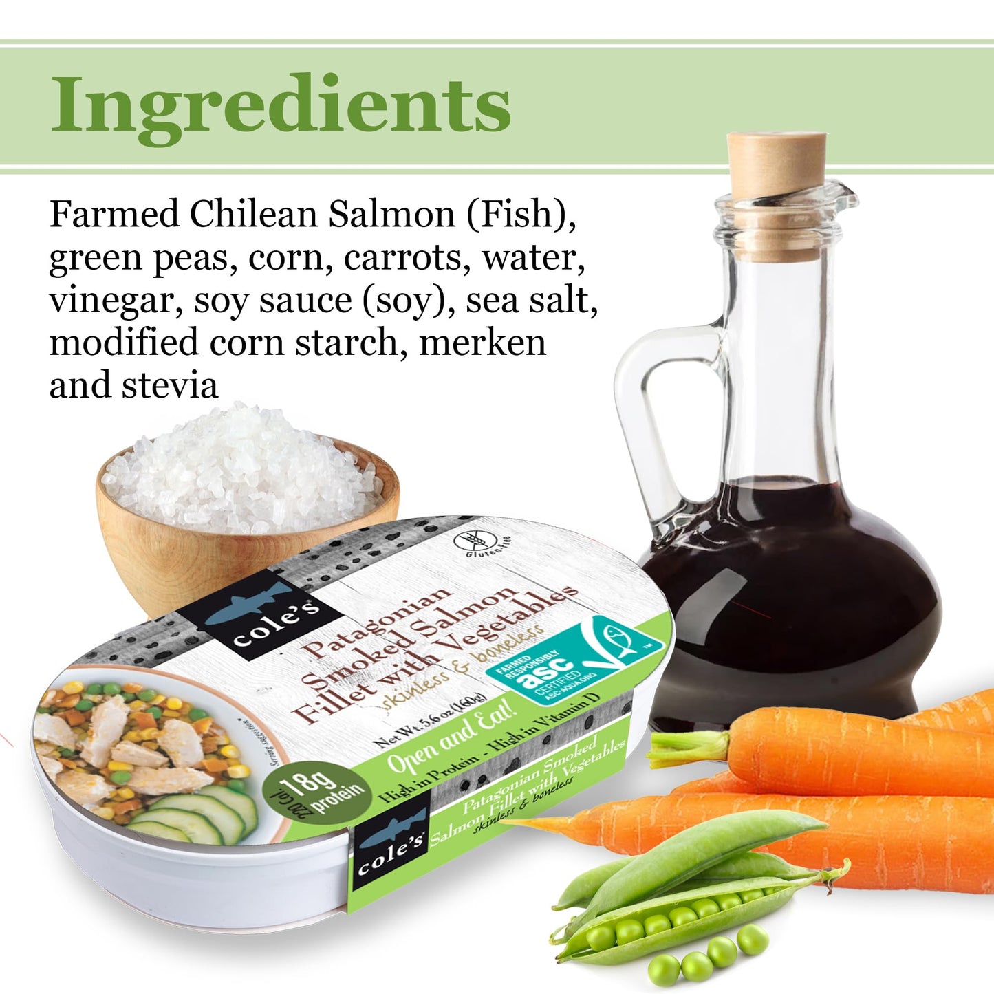 Coles Patagonian Smoked Salmon Fillet with Vegetables, 5.6 oz Canned, High in Vitamin D, 19g Protein, 6 Pack