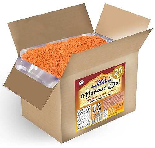 Rani Masoor Dal (Indian Red Lentils) Split Gram 400oz (25lbs) 11.36kg Bulk Box ~ All Natural | Gluten Friendly | NON-GMO | Vegan