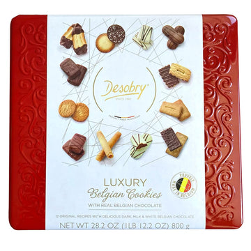 Desobry Belgian Chocolate Cookie Assortment, 800g, 21.69 x 9.80 x 23.29 cm