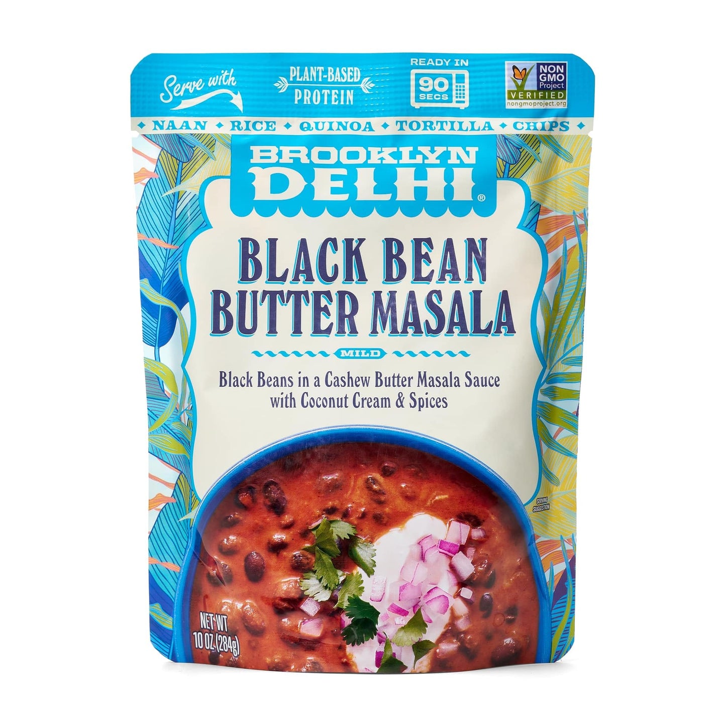Brooklyn Delhi Black Bean Butter Masala Pouches - Ready to Eat, Microwavable Entree - Vegan, Gluten Free, Non-GMO - (10 Ounce, P