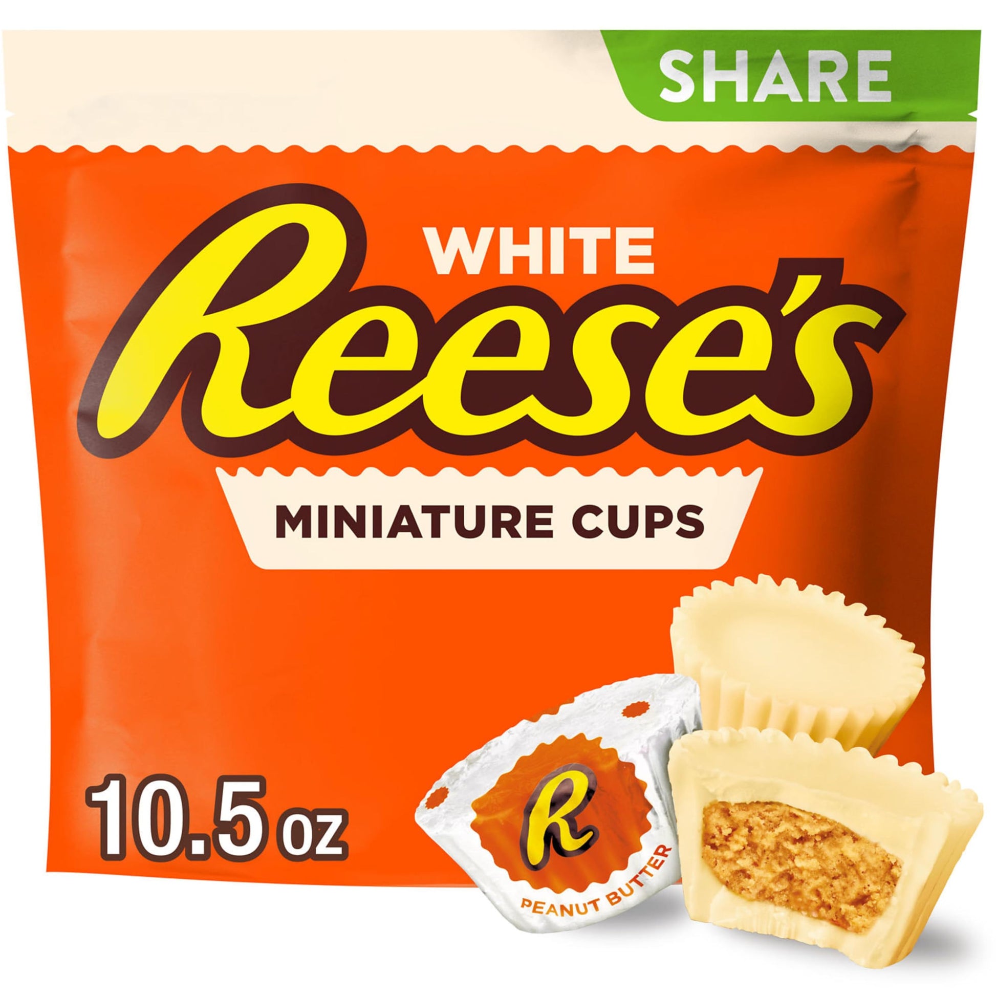 REESES Miniatures White Creme Peanut Butter Cups, Candy Share Pack, 10.5 oz