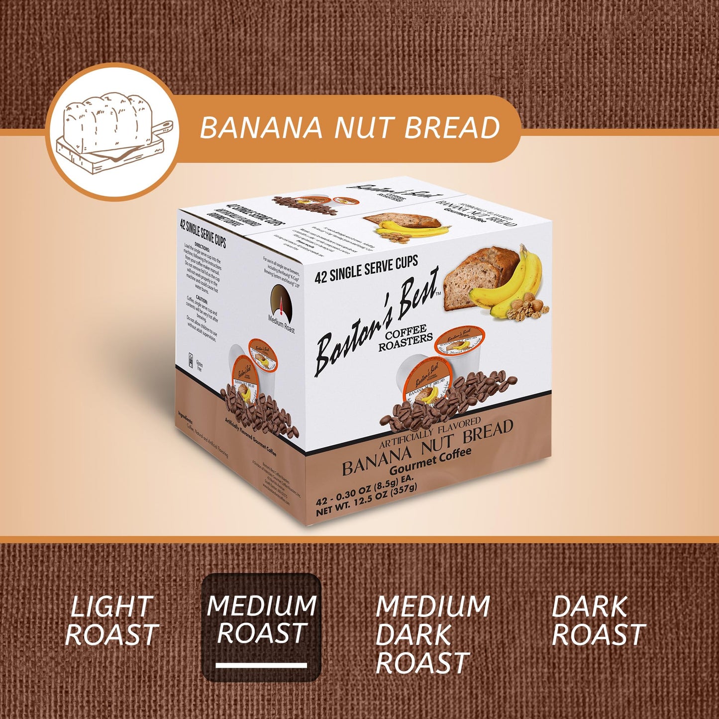 Bostons Best Gourmet Coffee - Banana Nut Bread Flavor Compatible with Keurig - 42 Count Pack
