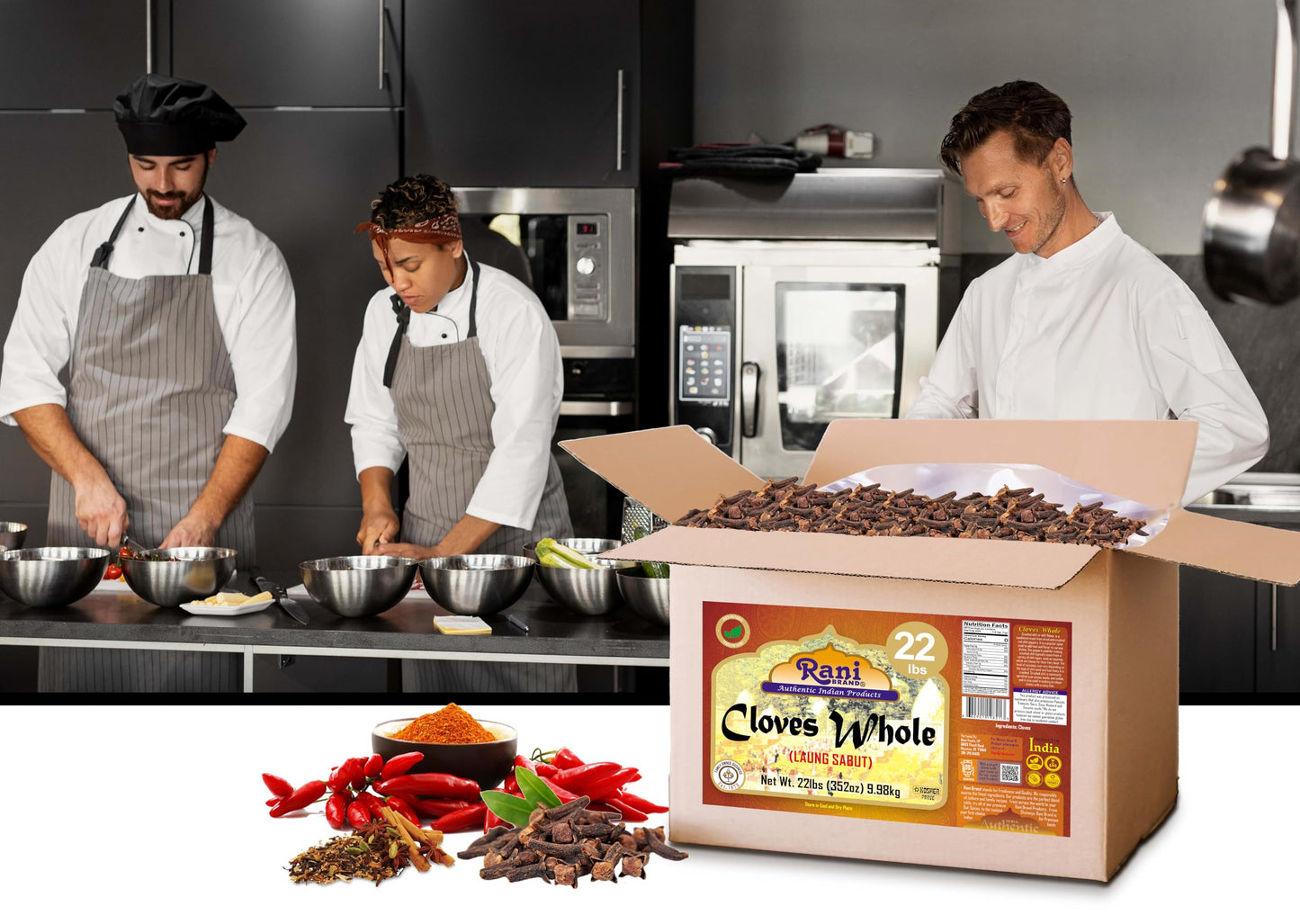 Rani Cloves Whole (Laung) 400oz (25lbs) 11.36kg, Bulk Box, Great for Food, Tea, Pomander Balls and Potpourri, Hand Selected, Spi