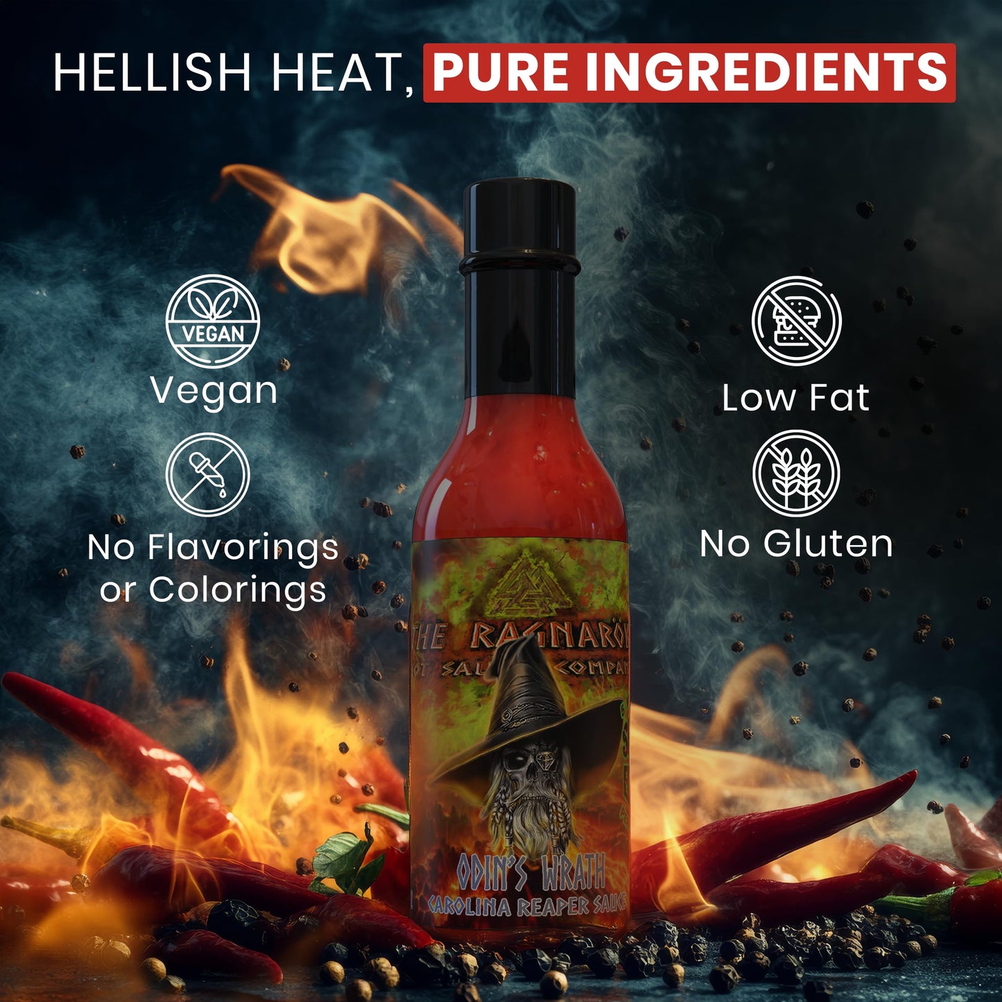 3-Pack Gourmet Hot Sauce Gift Set | Odins Wrath Carolina Reaper Sauce, Scotch Bonnet Infused Hot Honey, & 5 Million Scoville Extract Carolina Reaper Sauce (Extreme Heat) | Th Ragnarok Hot Sauce Company