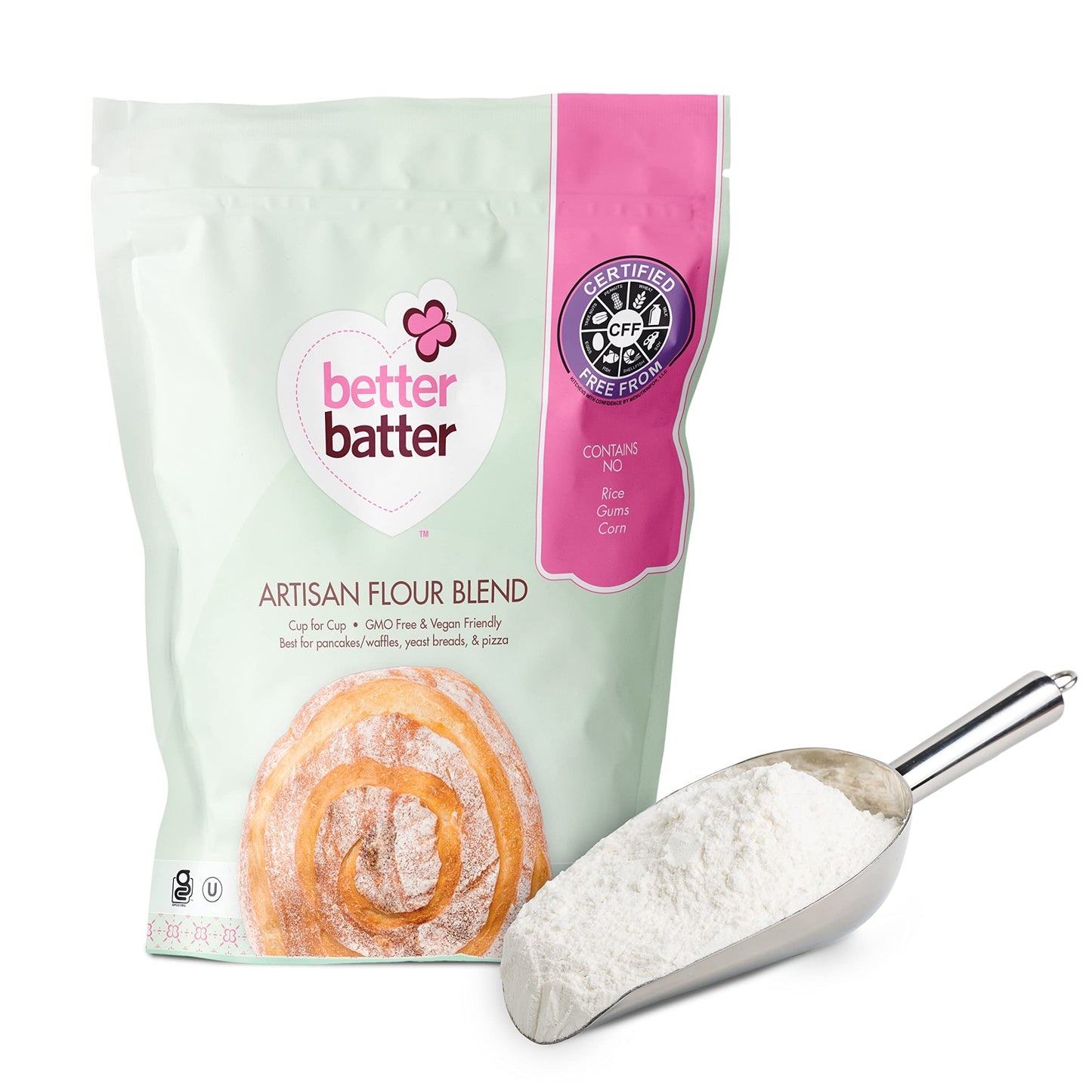 Better Batter Artisan Multipurpose Flour Blend, Certified Gluten-Free, Non-Gmo, Vegan Friendly, Kosher, Top 10 Allergen Free, Cup For Cup Baking Alternative To Regular Flour, Celiac Friendly, 2.5Lb