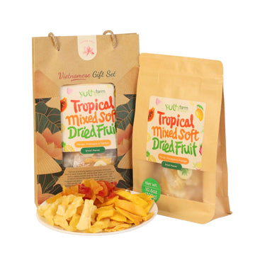 Yuth Farm Tropical Mixed Dried Fruit - Mango, Pineapple, Papaya, Natural Soft Dried Fruit Gift Set 300g (10.6 Oz) - Small Pieces