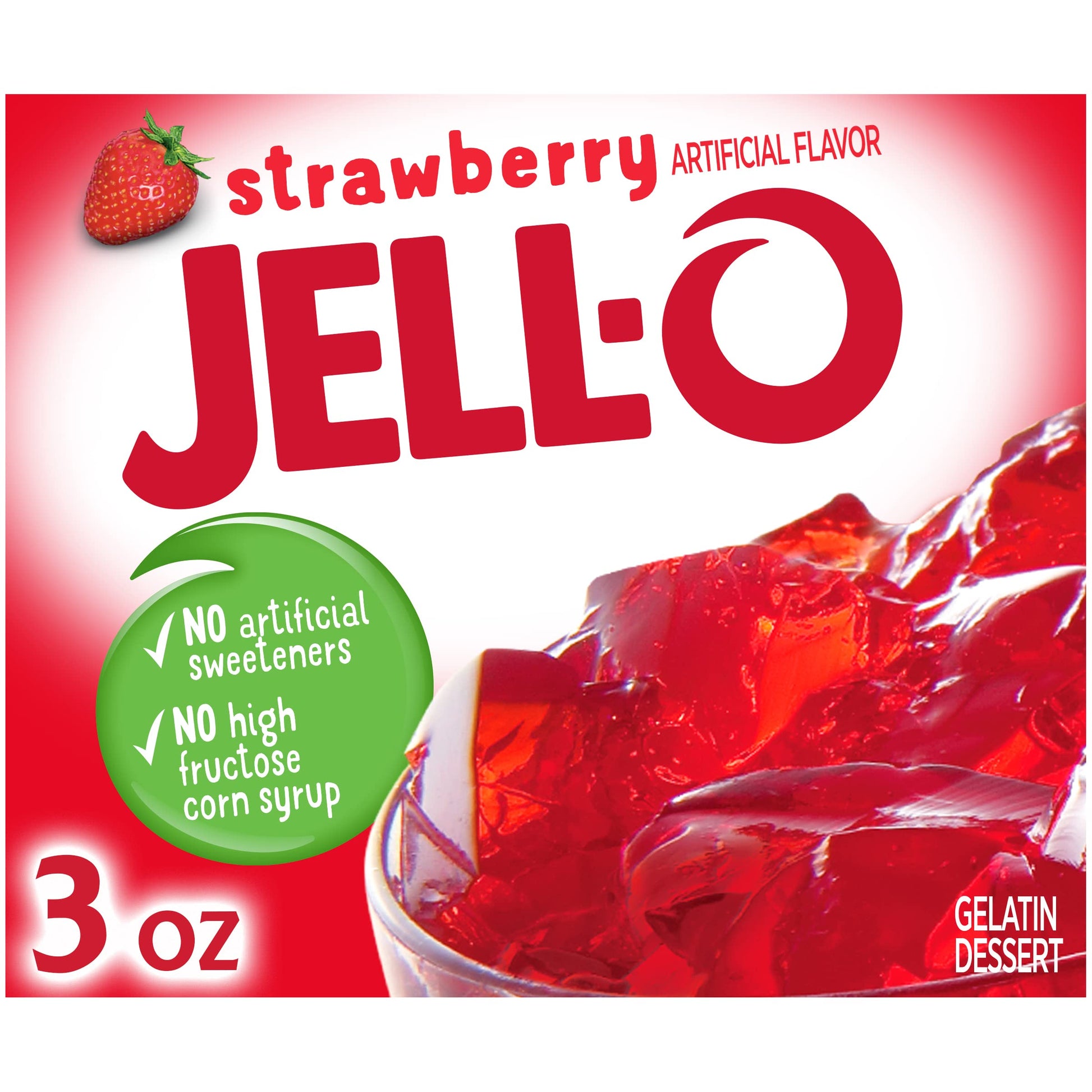 Jell-O Strawberry Gelatin Mix, 3 oz Boxes, Pack of 24, Model 43000200711