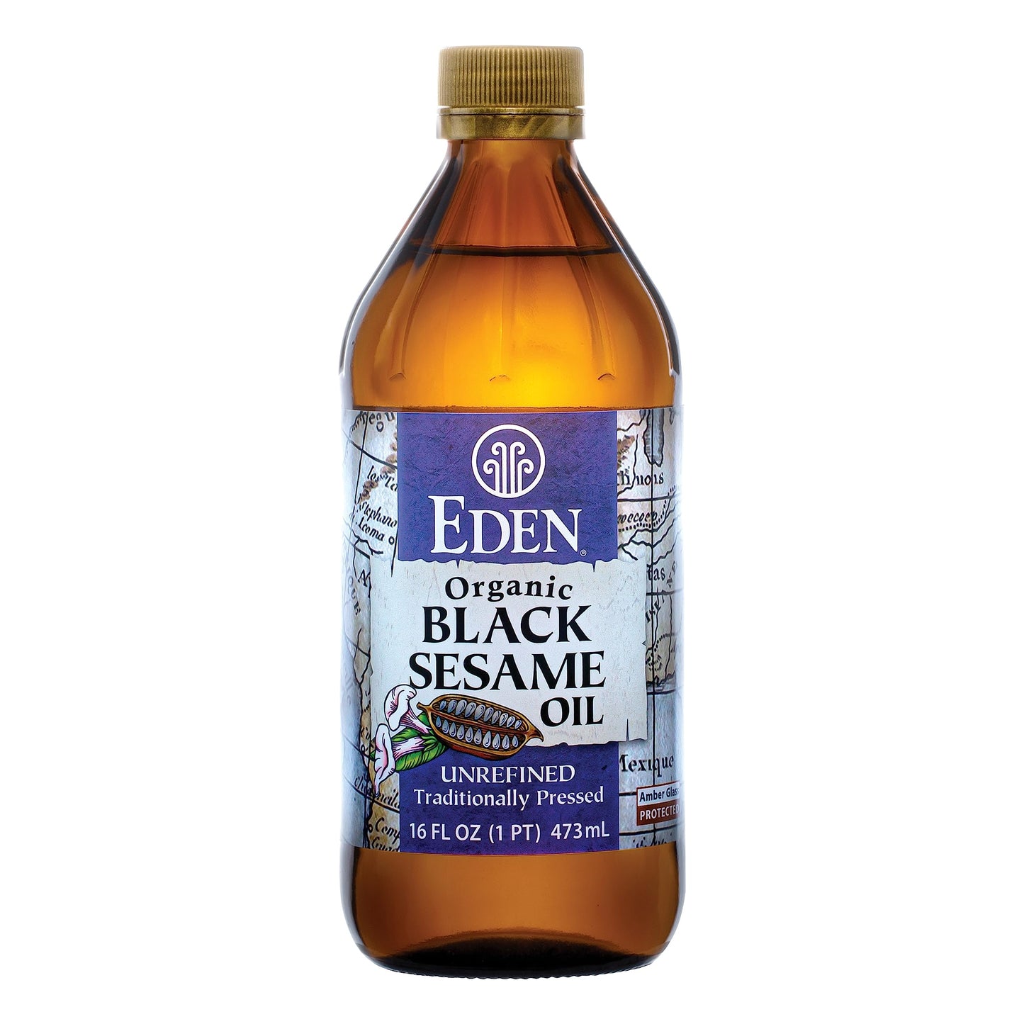 Eden Organic Black Sesame Oil, Unrefined, 100% Black Sesame Seed, 16 oz Amber Glass Bottle