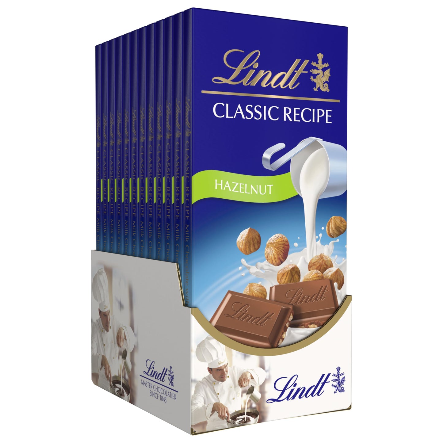 Lindt Classic Recipe Hazelnut Milk Chocolate Bar, Milk Chocolate Candy, 4.4 Oz. (12 Pack)