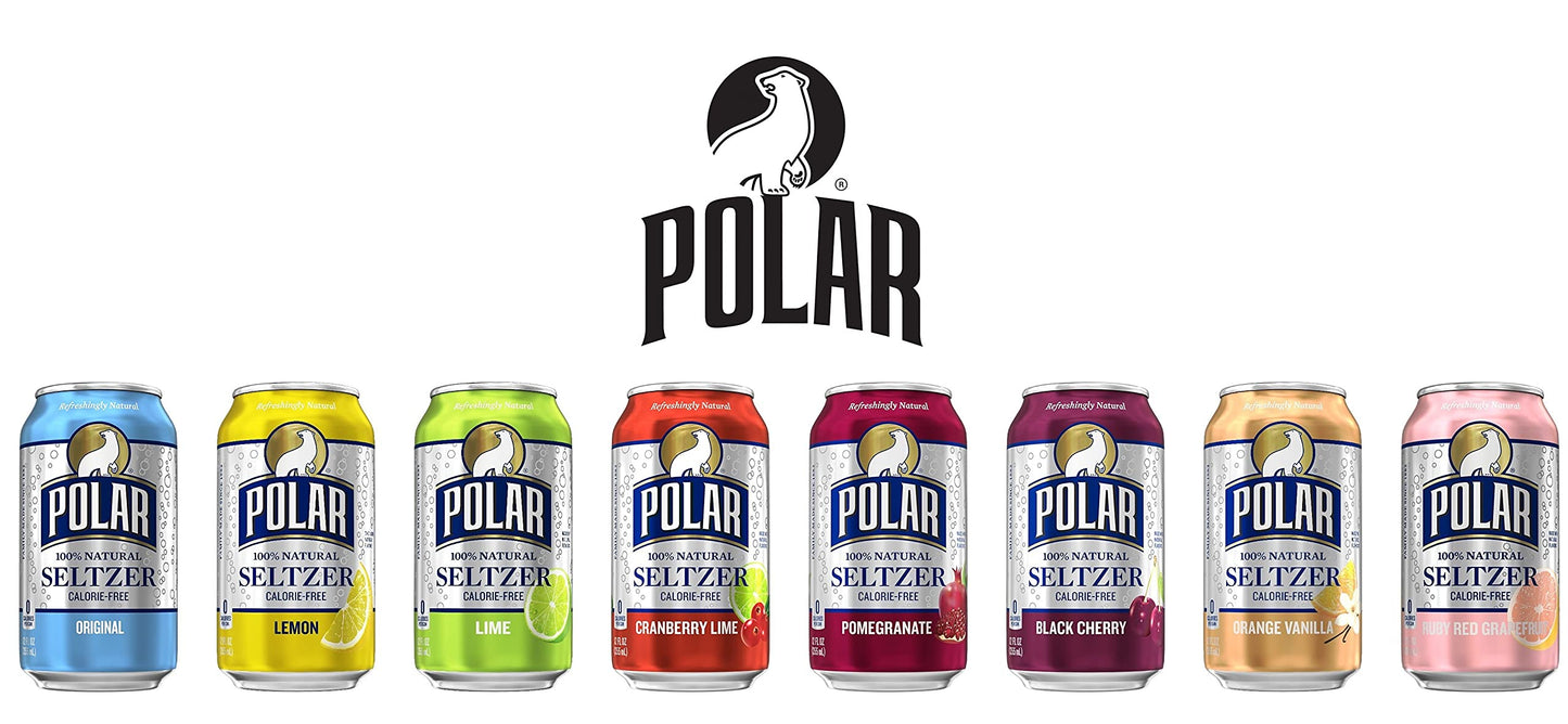 Polar Beverages All Flavor Variety Pack | Carbonated Flavored Sparkling Water, 12 Fl Oz Cans, Natural Flavors | Pack Of 15