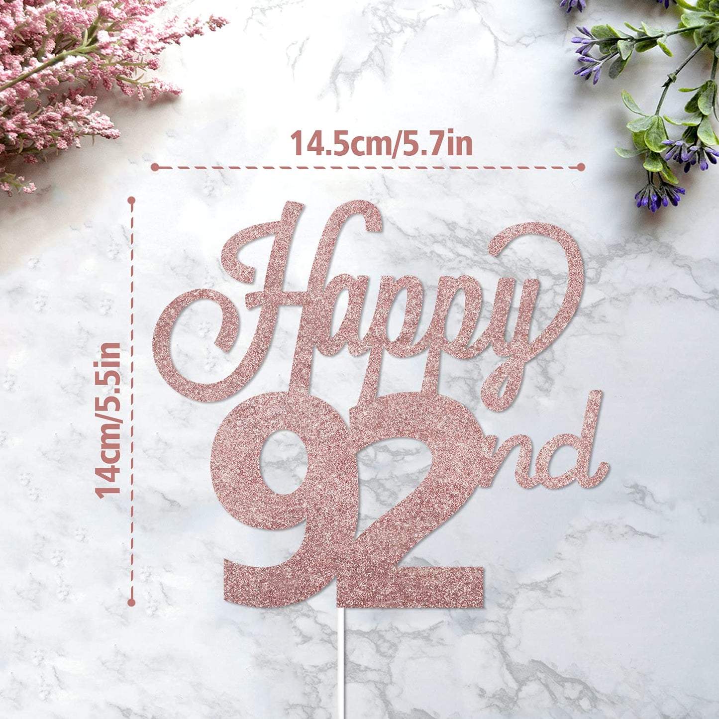 Lingteer Happy 92Nd Birthday Cake Topper - Cheers To 92Nd Birthday 92 Years Old Birthday Party Cake Decorations Sign.